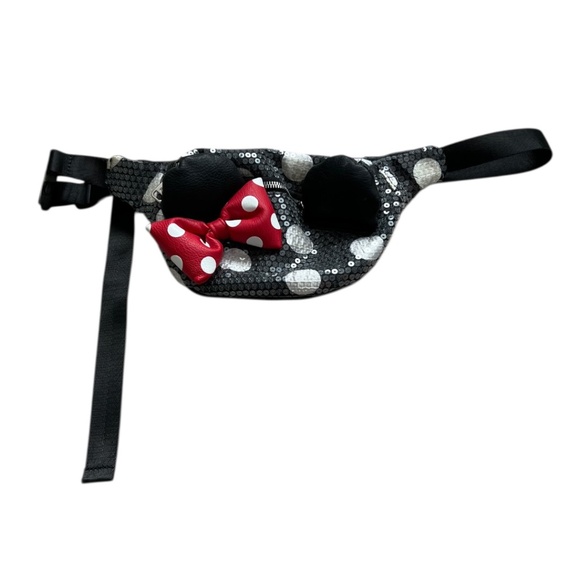 Disney Parks Loungefly Minnie Mouse Sequin Fanny Pack Belt Bag Polka Dot - Picture 1 of 8